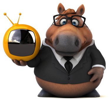 Televizyonlu eğlenceli at - 3D Görüntü