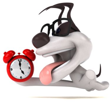 Saati olan eğlenceli bir köpek - 3D Görüntü