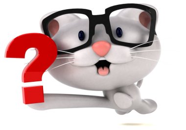 Sorusu olan eğlenceli kedi - 3D Görüntü