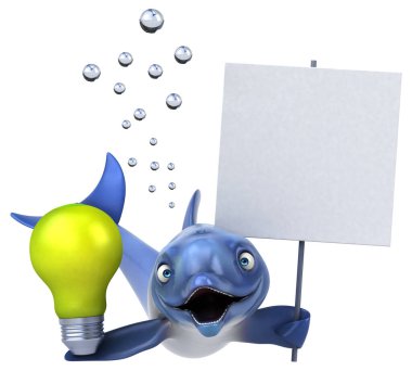 Lambalı eğlenceli yunus - 3D Görüntü