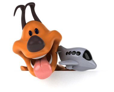 Uçaklı eğlenceli köpek - 3D Görüntü