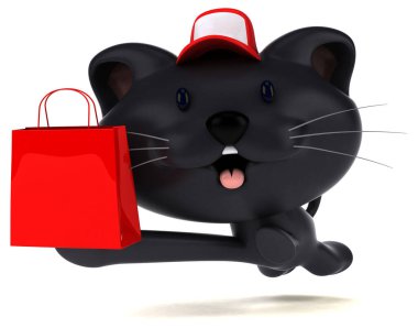Eğlenceli kedi alışverişi - 3D Resim