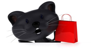 Eğlenceli kedi alışverişi - 3D Resim