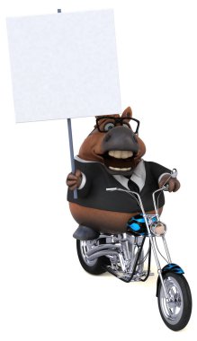 Motosikletli eğlenceli at - 3D Görüntü