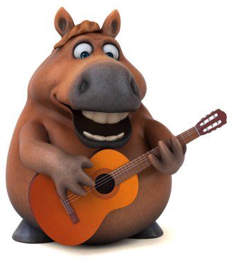 Gitarlı eğlenceli at - 3D Görüntü