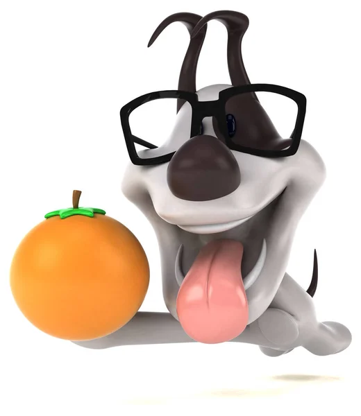 オレンジと楽しい犬 3Dイラスト — ストック写真