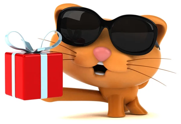 Fun Cat Gift Illustration — Stock Photo, Image