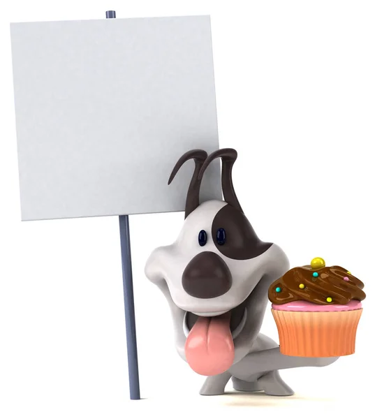 Rolig Hund Med Cupcake Illustration — Stockfoto