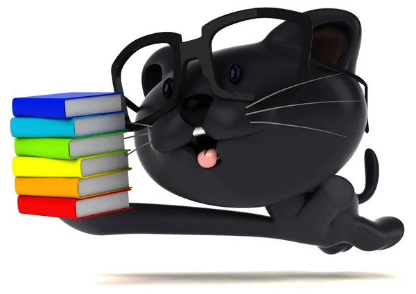 Zabawny Kot Książkami Ilustracja — Zdjęcie stockowe