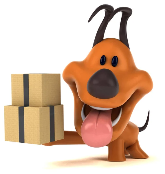 Fun Dog Mit Boxen Illustration — Stockfoto