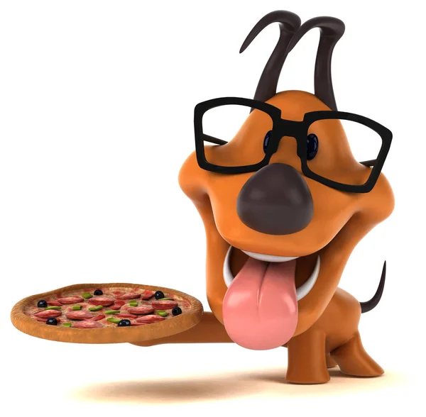 Leuke Hond Met Pizza Illustratie — Stockfoto