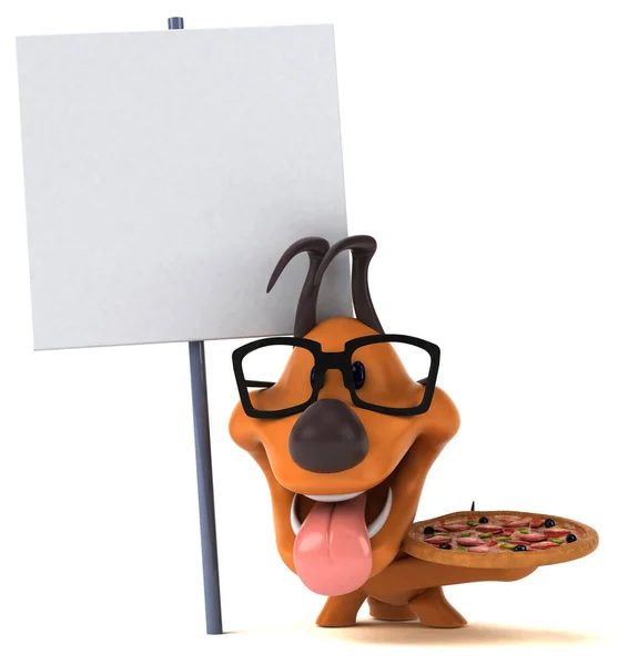 Perro Divertido Con Pizza Ilustración —  Fotos de Stock