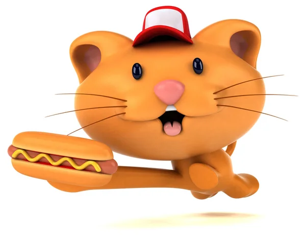 Zabawa Kot Hot Dogiem Ilustracja — Zdjęcie stockowe