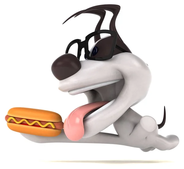 Divertido Perro Con Hot Dog Ilustración —  Fotos de Stock