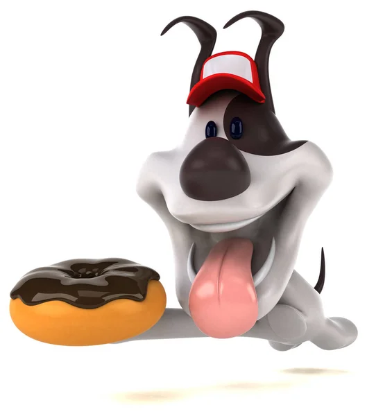 Spaßhund Mit Donut Illustration — Stockfoto