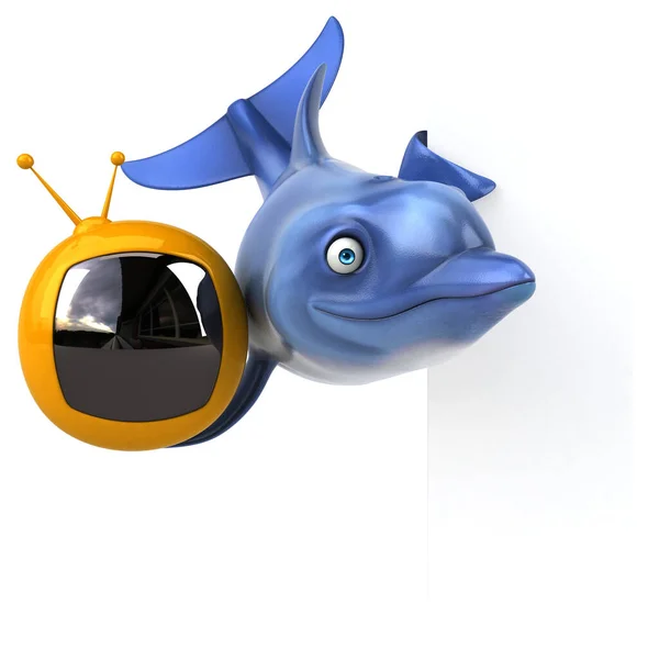 Веселый Дельфин Телевизором Иллюстрация — стоковое фото