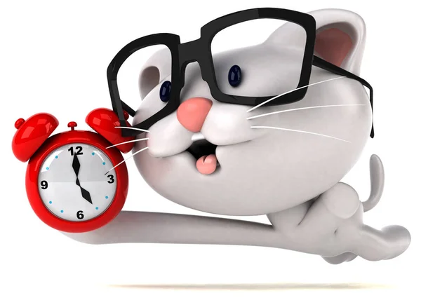 Fun Katze Mit Uhr Illustration — Stockfoto