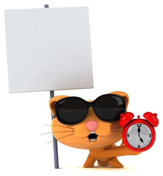 Gato Divertido Com Relógio Ilustração — Fotografia de Stock