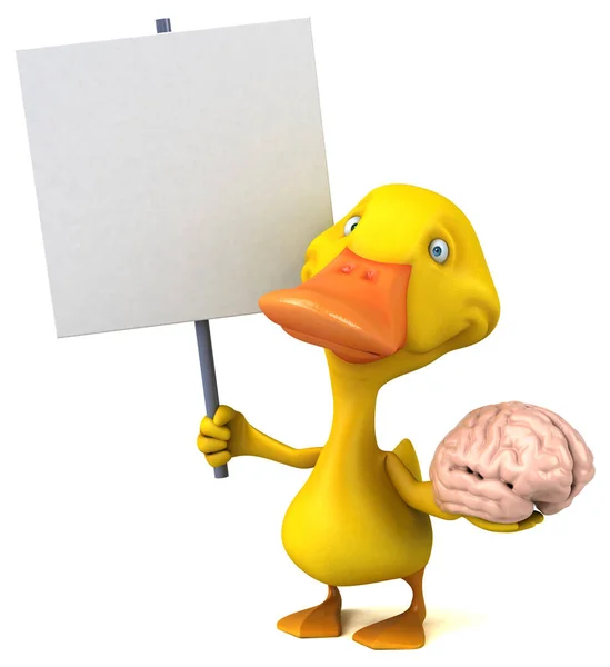 Fun Duck Brain Illustration — Stok Foto