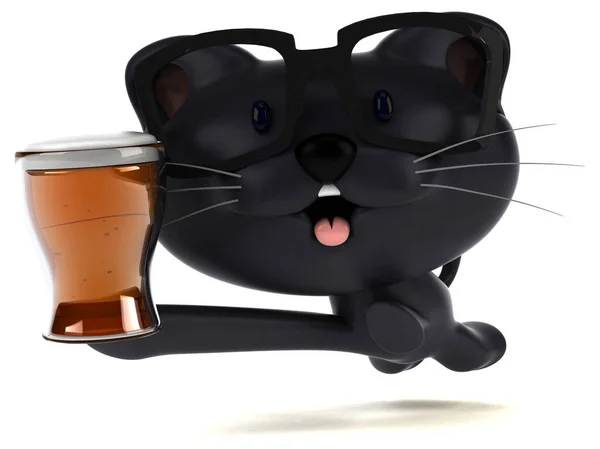 Gato Divertido Com Cerveja Ilustração — Fotografia de Stock