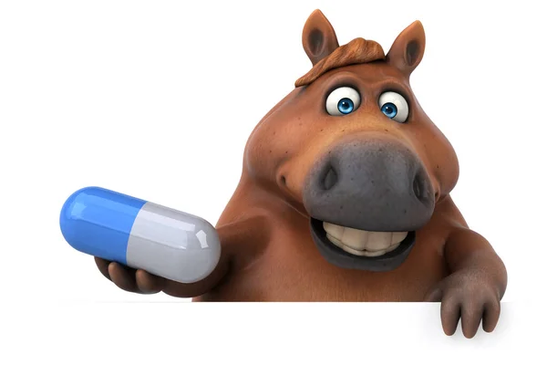 Cavalo Divertido Com Pílula Ilustração — Fotografia de Stock