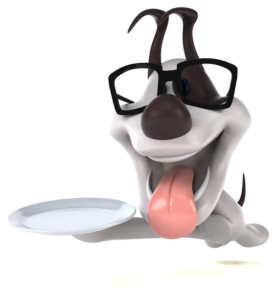 Fun Dog Mit Teller Illustration — Stockfoto