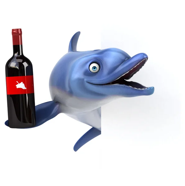 Fun Dolphin Wine Illustration — Stock Photo, Image