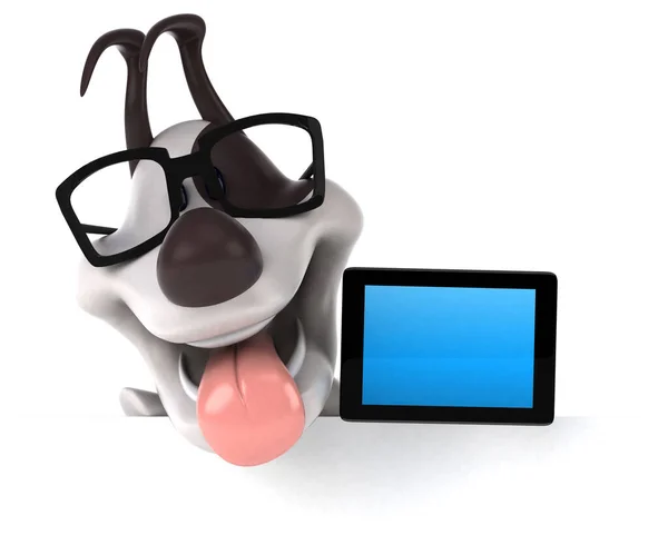 Leuke Hond Met Tablet Illustratie — Stockfoto