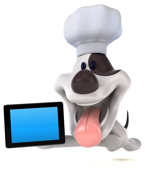 Cão Divertido Com Tablet Ilustração — Fotografia de Stock
