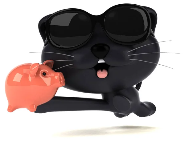 Zabawny Kot Skarbonką Ilustracja — Zdjęcie stockowe