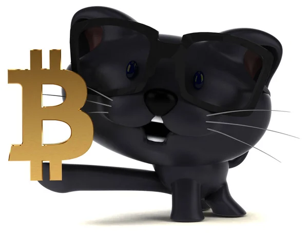 Zabawa Kot Bitcoin Ilustracja — Zdjęcie stockowe