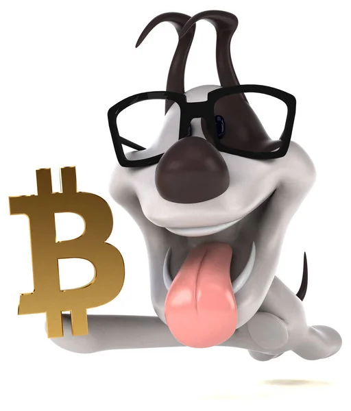 Rolig Hund Med Bitcoin Illustration — Stockfoto