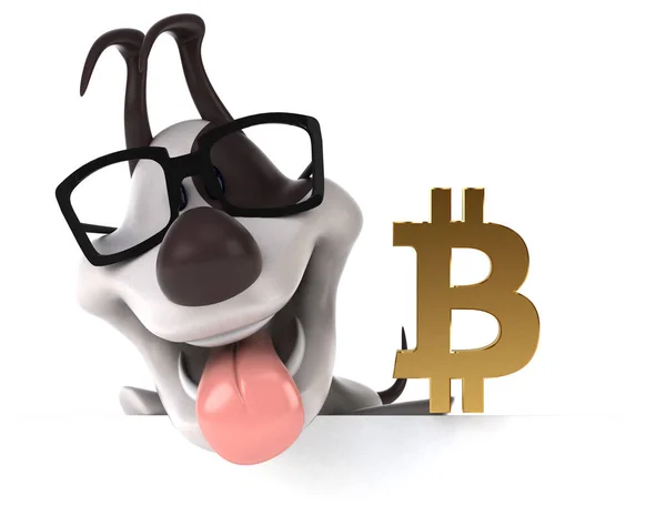 Divertido Perro Con Bitcoin Ilustración — Foto de Stock