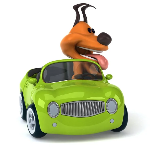 Cão Divertido Carro Ilustração — Fotografia de Stock