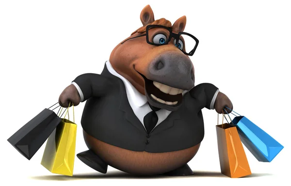 Shopping Cavallo Divertente Illustrazione — Foto Stock