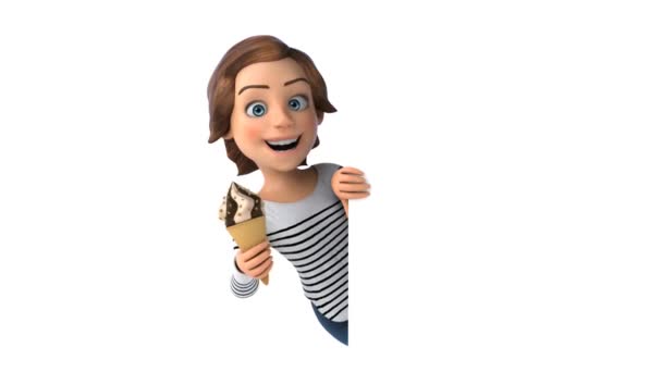 Fun Girl Ice Cream Animation — Stock Video