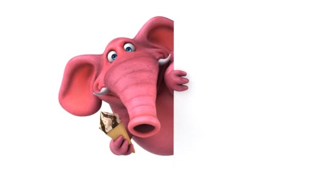 Éléphant Amusant Avec Crème Glacée Animation — Video