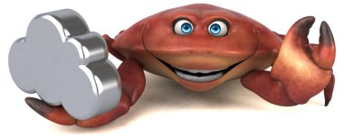 Bulutlu eğlence yengeci - 3D İllüstrasyon