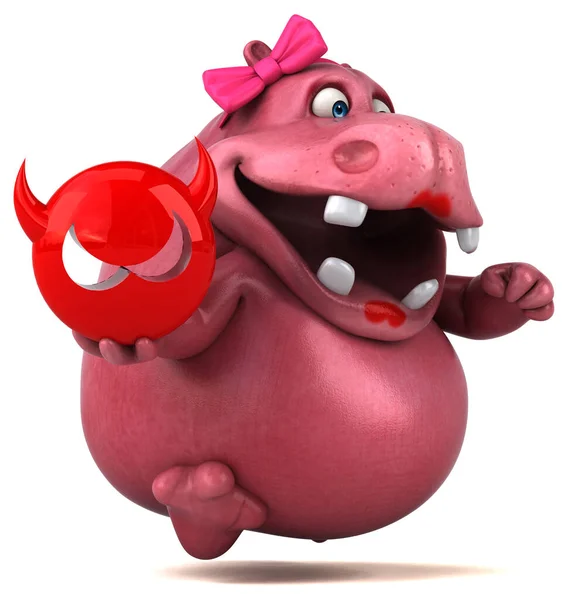 Różowy Hipopotam Wirusem Ilustracja — Zdjęcie stockowe