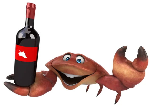 带葡萄酒的螃蟹 3D图解 — 图库照片