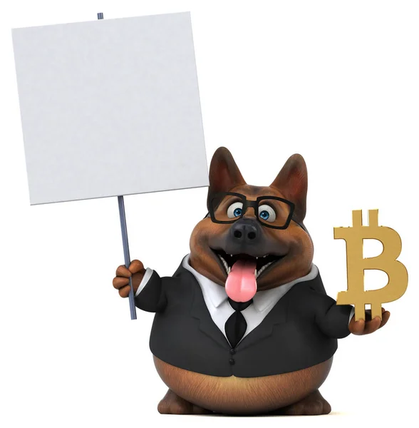 Fun Dog Wiith Bitcoin Εικονογράφηση — Φωτογραφία Αρχείου