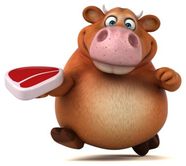 Etli eğlenceli inek - 3D Görüntü