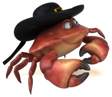 Eğlenceli yengeç karakteri - 3D Görüntü