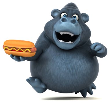 Sosisli eğlenceli goril - 3D Görüntü 