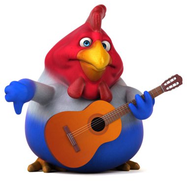 Gitar - 3d çizim ile eğlenceli tavuk