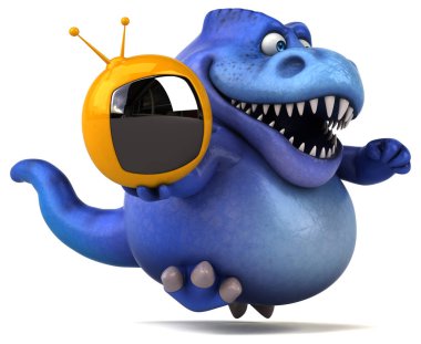 TV ile eğlenceli dinozor - 3D Görüntü