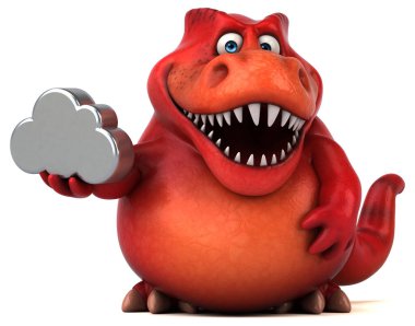 Eğlenceli dinozor ile bulut - 3d çizim