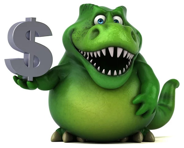 Веселый Динозавр Долларом Иллюстрация — стоковое фото