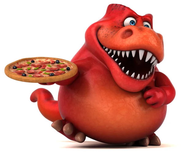 Fun Dinosaur Pizza Illustration — Stock Photo, Image