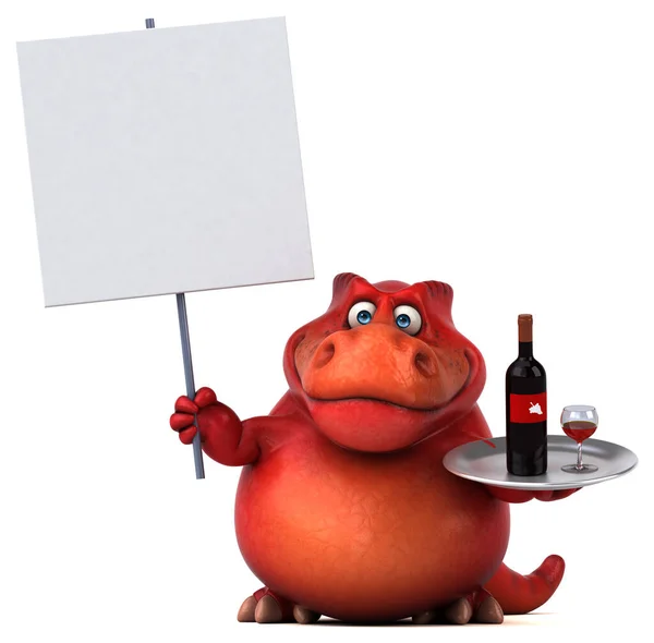 Dinosauro Divertente Con Vino Illustrazione — Foto Stock